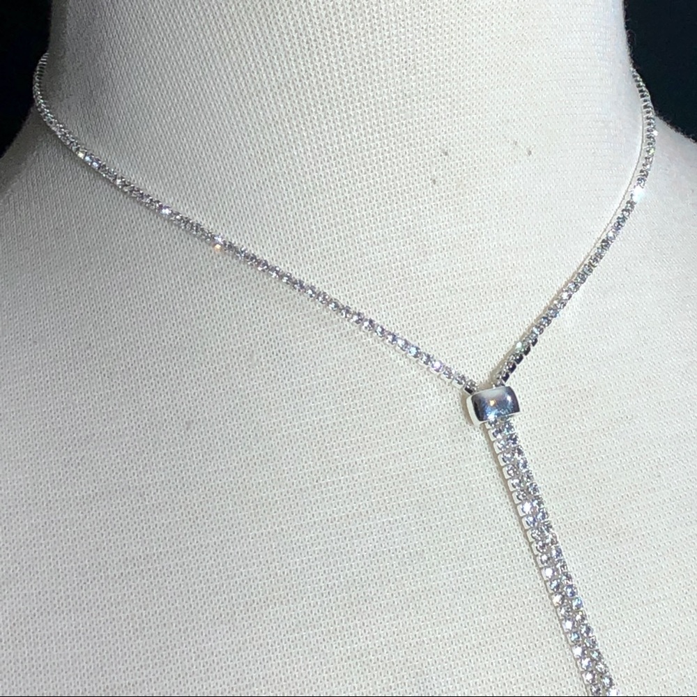 Single Line Rhinestone Adjustable Length Necklace - Picture 3 of 4
